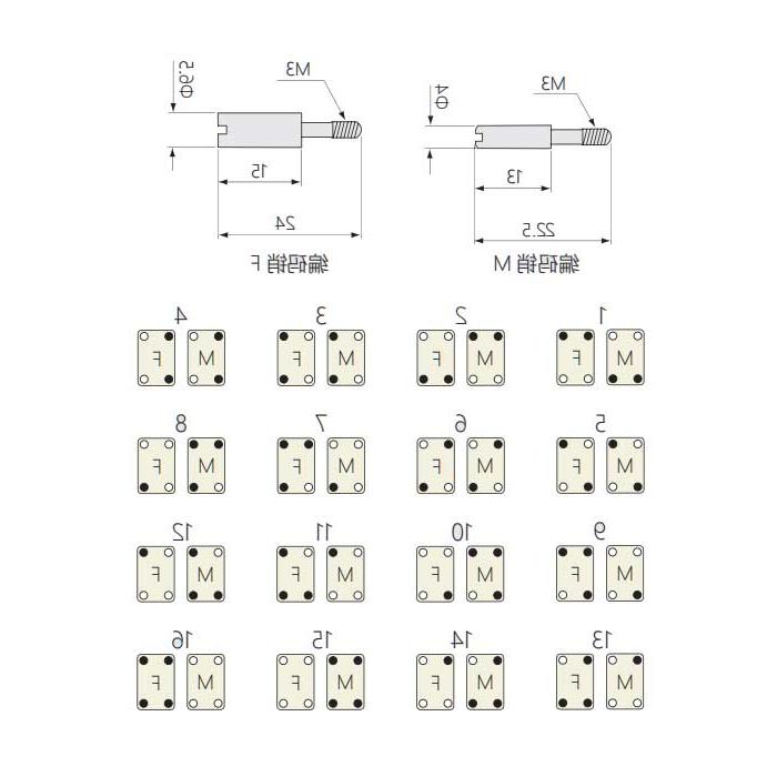 F Code pin/guide pin (with guide hole), 1300009909